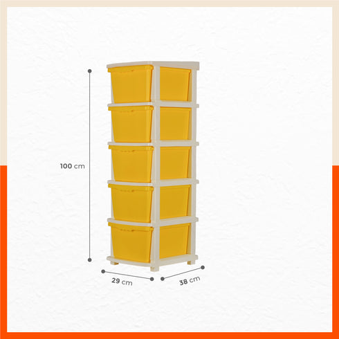 Stomo 5 Drawer Multi-Purpose Storage Organizer for Home and Office (Yellow)